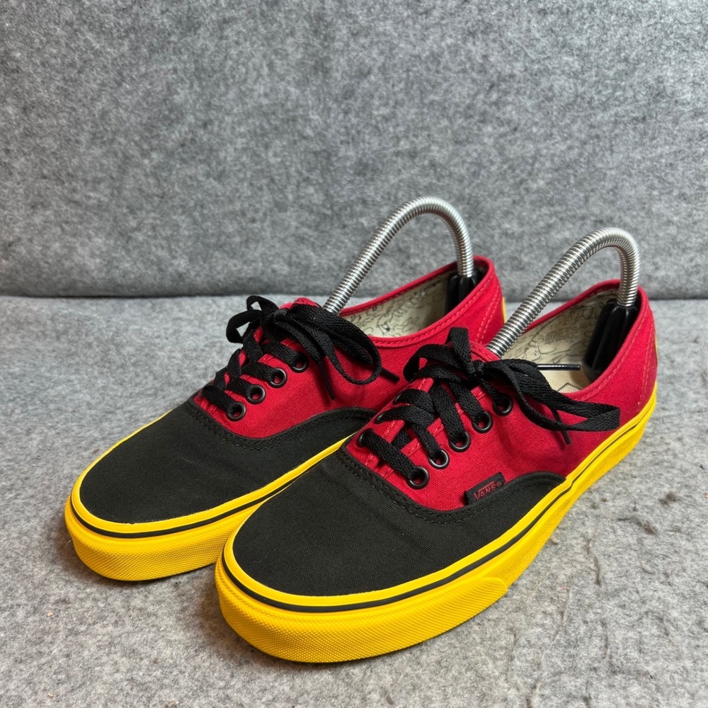 Vans Authentic Disney Mickey Mouse Red Black Yellow Colorblock Sneakers Womens 9